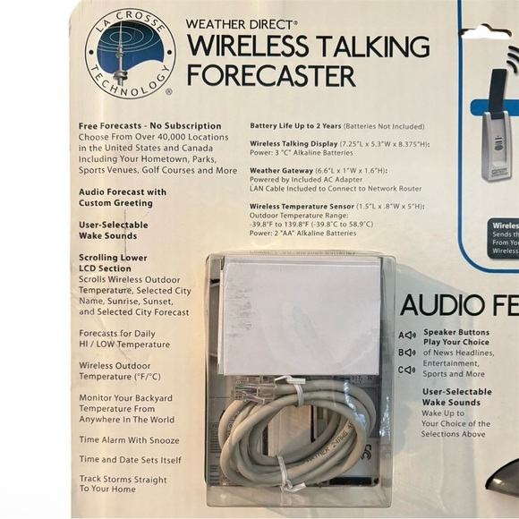 NIB LaCrosse Technology Weather Direct Wireless Talking Forecaster WA-1340UP - Picture 4 of 7